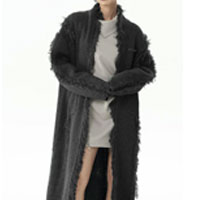 Fringed Grey Cardigan Sweater Coat